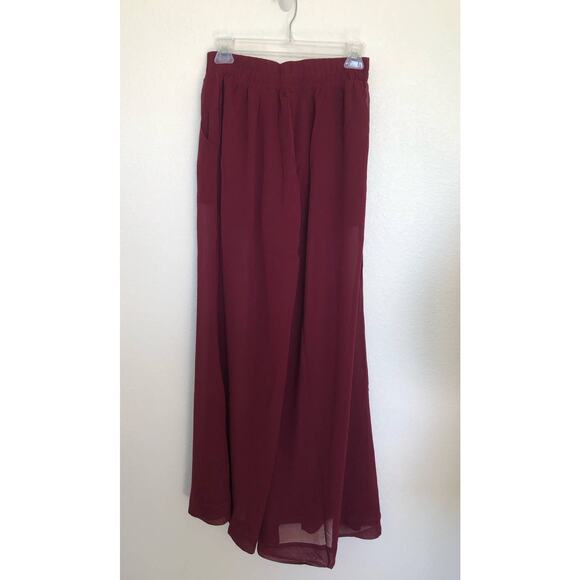 Uniq Merlot High Waisted Wide Leg Pallazo Pants - S - Picture 2 of 6